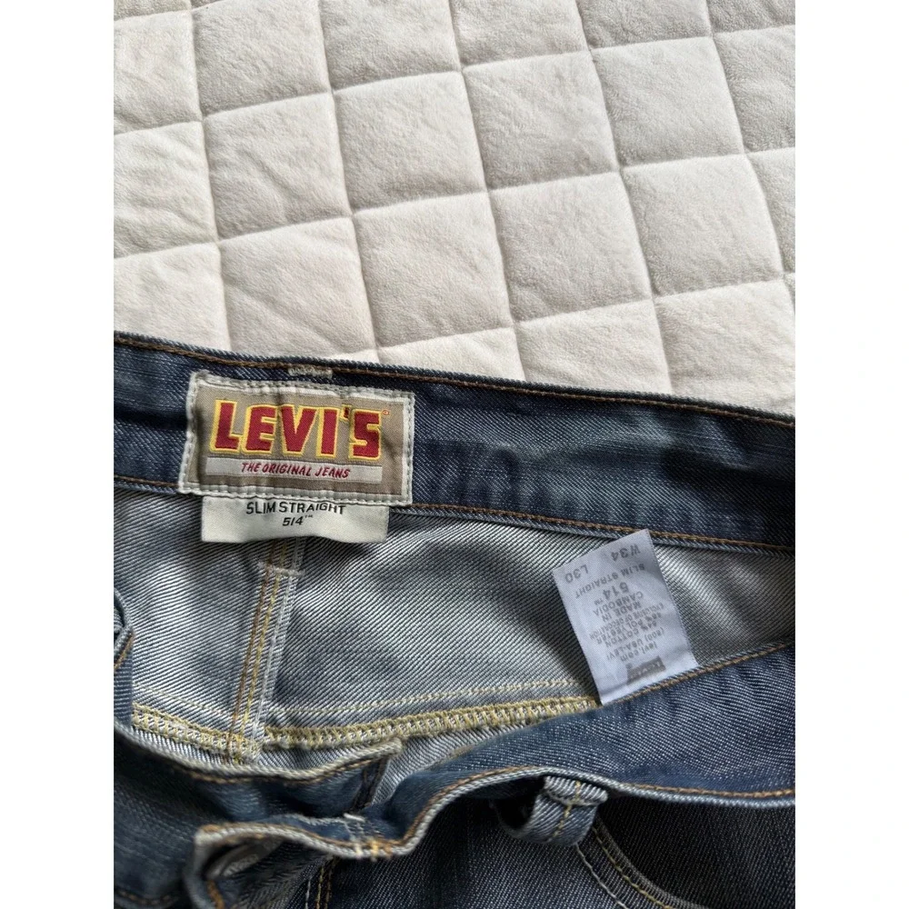 Y2K VTG Levi's Blue Slim Straight Jeans 34x30 Denim Mid Wash True religion style